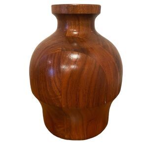 Turned Wood Bud Vase Candle Holder Mid Century Modern